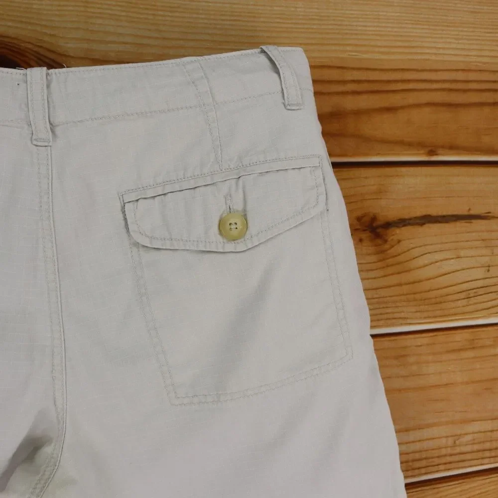 J. Crew Chino Shorts‎ Mens Size 32 Ivory 100% Cotton Pockets Drawstring Waist